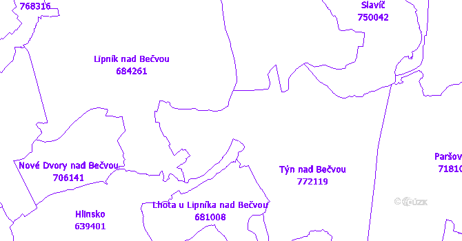 Katastrální mapa Týn nad Bečvou