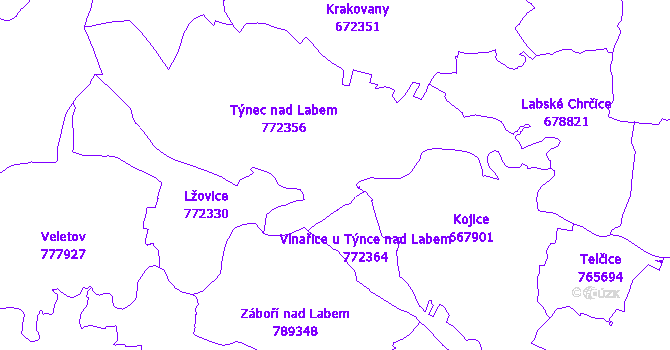 Katastrální mapa Týnec nad Labem