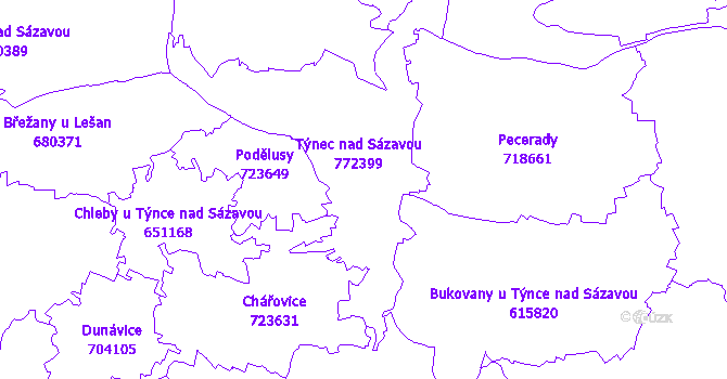 Katastrální mapa Týnec nad Sázavou