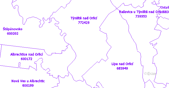 Katastrální mapa Týniště nad Orlicí