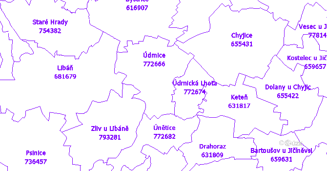 Katastrální mapa Údrnice
