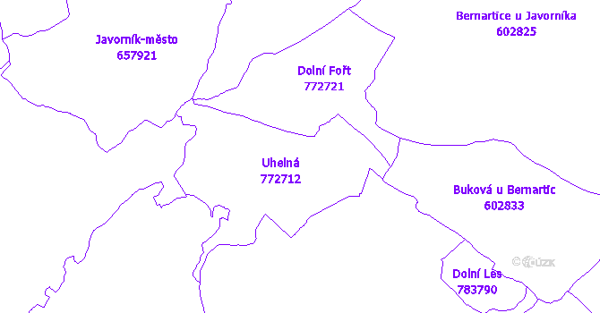 Katastrální mapa Uhelná