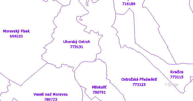 Katastrální mapa Uherský Ostroh