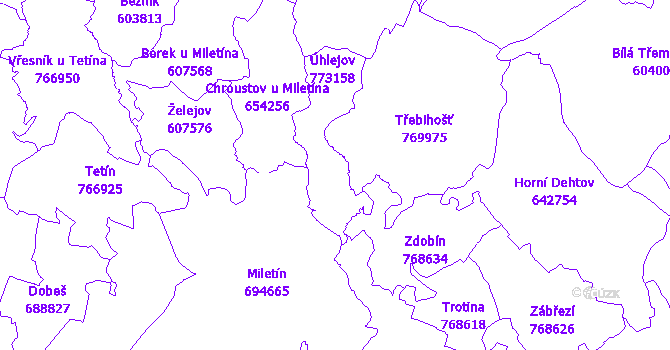 Katastrální mapa Úhlejov