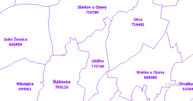 Katastrální mapa Uhlířov