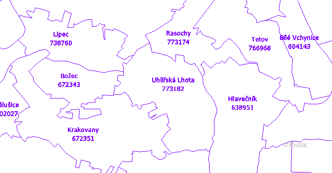 Katastrální mapa Uhlířská Lhota