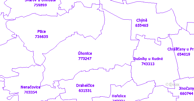 Katastrální mapa Úhonice
