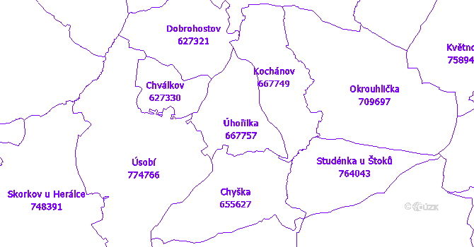 Katastrální mapa Úhořilka