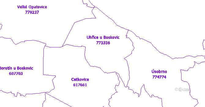 Katastrální mapa Uhřice
