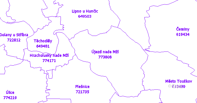 Katastrální mapa Újezd nade Mží