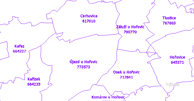 Katastrální mapa Újezd