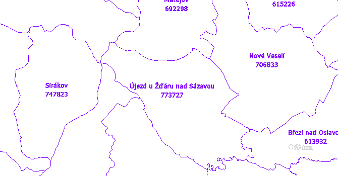 Katastrální mapa Újezd