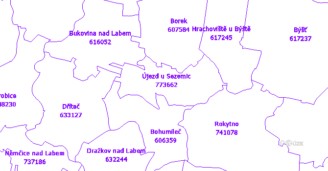 Katastrální mapa Újezd u Sezemic