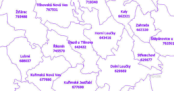 Katastrální mapa Újezd u Tišnova