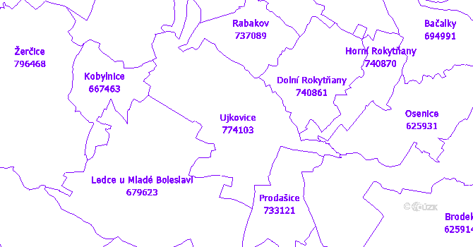 Katastrální mapa Ujkovice