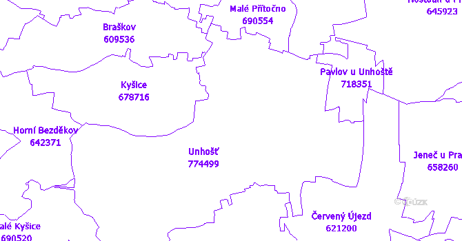 Katastrální mapa Unhošť