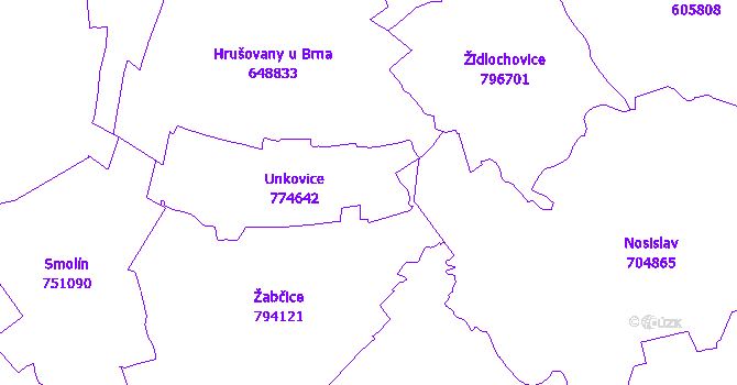 Katastrální mapa Unkovice