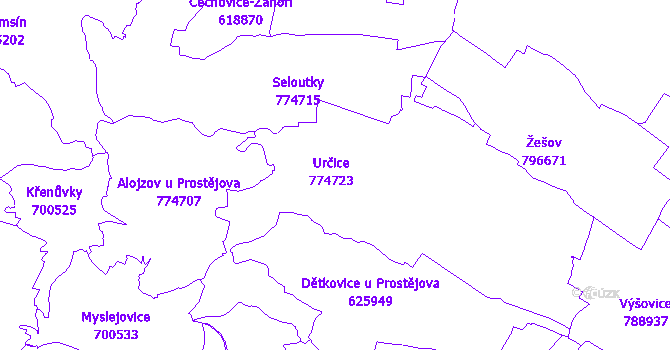 Katastrální mapa Určice