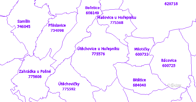 Katastrální mapa Útěchovice