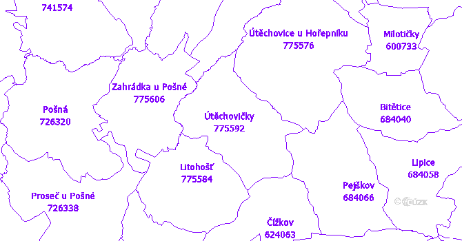 Katastrální mapa Útěchovičky