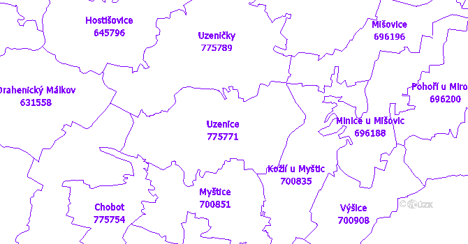 Katastrální mapa Uzenice