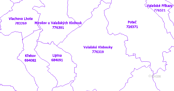 Katastrální mapa Valašské Klobouky