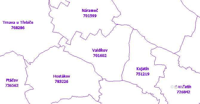 Katastrální mapa Valdíkov