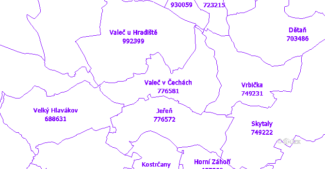 Katastrální mapa Valeč