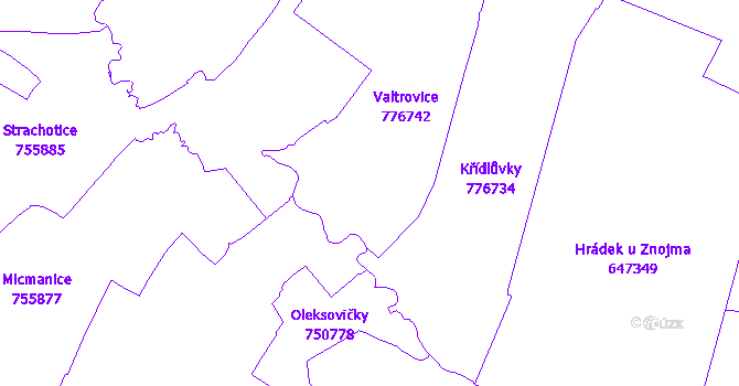 Katastrální mapa Valtrovice