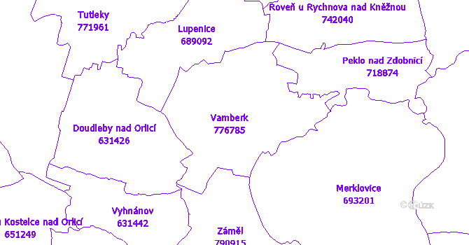 Katastrální mapa Vamberk