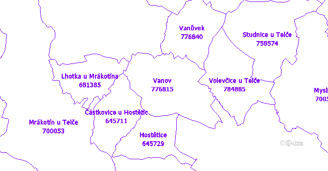 Katastrální mapa Vanov