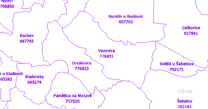 Katastrální mapa Vanovice