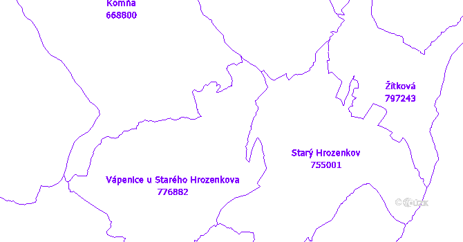 Katastrální mapa Vápenice