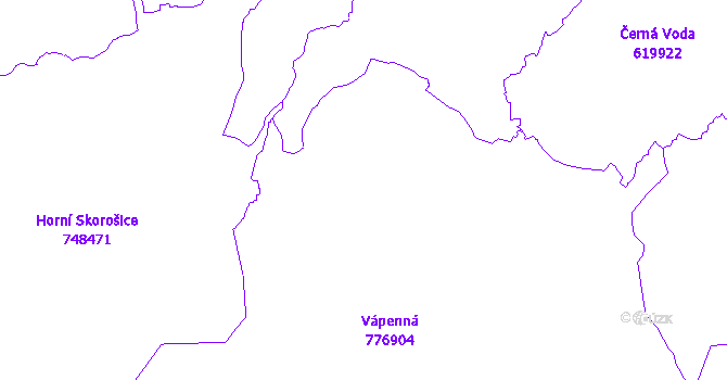 Katastrální mapa Vápenná