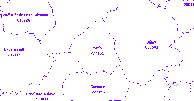 Katastrální mapa Vatín