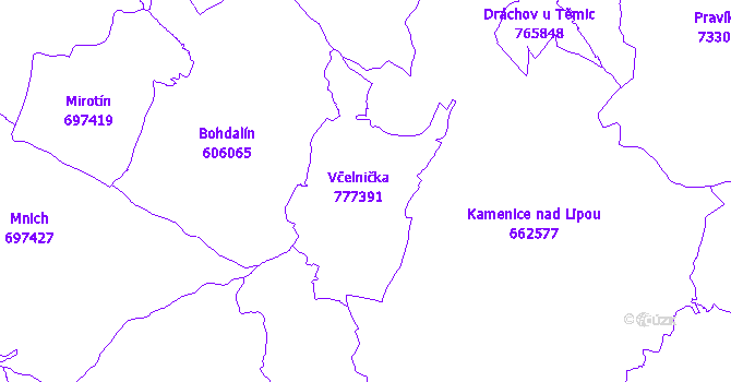 Katastrální mapa Včelnička