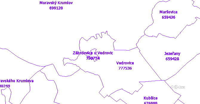 Katastrální mapa Vedrovice