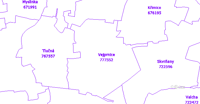 Katastrální mapa Vejprnice