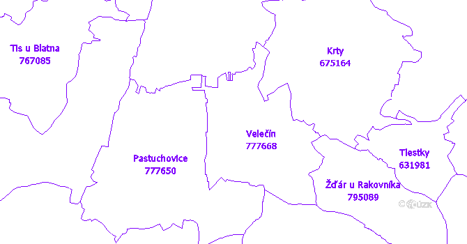 Katastrální mapa Velečín