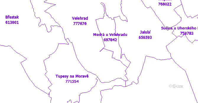 Katastrální mapa Velehrad