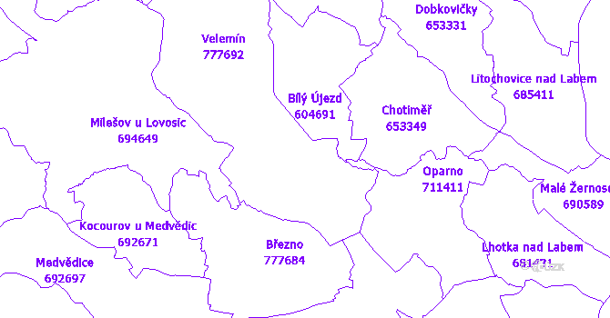 Katastrální mapa Velemín