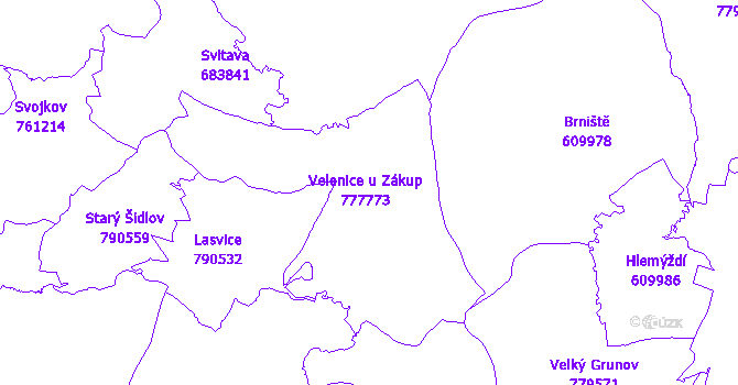 Katastrální mapa Velenice