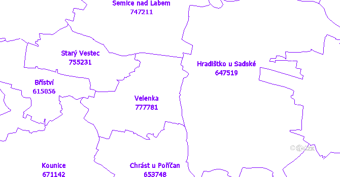 Katastrální mapa Velenka