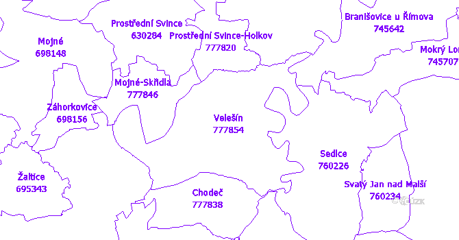 Katastrální mapa Velešín