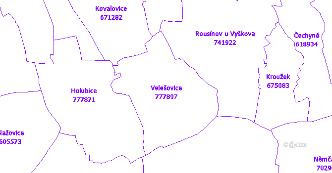 Katastrální mapa Velešovice