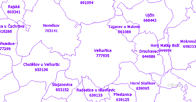 Katastrální mapa Velhartice