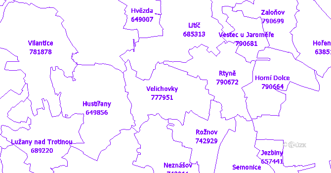 Katastrální mapa Velichovky