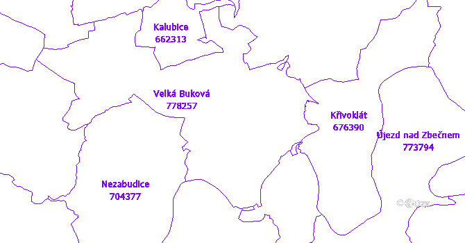 Katastrální mapa Velká Buková