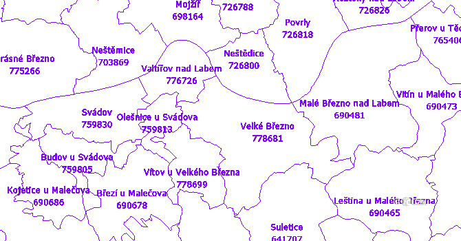 Katastrální mapa Velké Březno