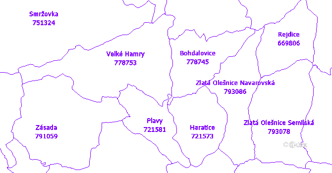 Katastrální mapa Velké Hamry